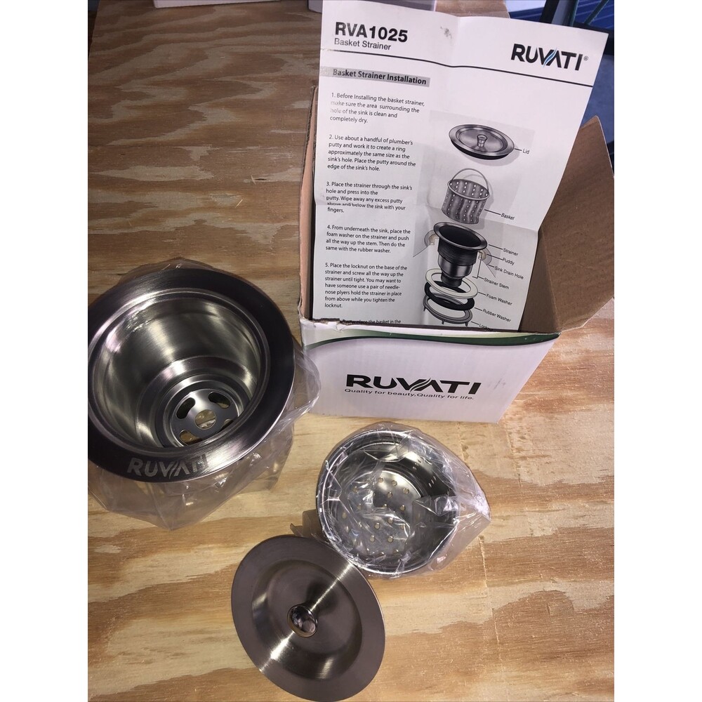 RUVATI RVA1025 Kitchen Sink Drain with Basket Strainer & Lid - NEW!! Drain Cover